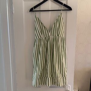 Abercrombie & Fitch Olive and White Striped Top